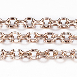 Розовое Золото Ионное покрытие (ip) 304 кабельные цепи из нержавеющей стали, пайки, с катушкой, овальные, розовое золото , 2.5x2x0.5 мм, около 32.8 футов (10 м) / рулон