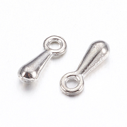 Platino Charms de aleación, caída del extensor de cadena, lágrima, Platino, 7x2.5x2 mm, agujero: 1 mm