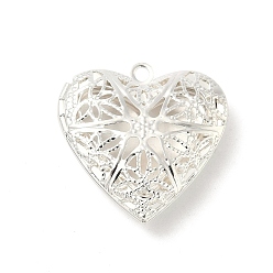 Посеребрённый Подвески-медальоны из латуни в форме полого сердца, стойки покрытие, долговечный, без свинца и без кадмия, 925 серебро покрытием, 26x26x7 мм, отверстие : 2 мм, внутренний диаметр: 19x19 мм