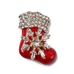 Красный Рождественские эмалевые булавки, штыри отворотом сплава горного хрусталя для одежды рюкзака, рождественские носки, красные, 28x28 мм