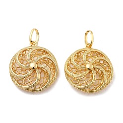 Настоящее золото 18K Латунные подвески, плоско-круглые, без кадмия и без свинца, стойки покрытие, долговечный, с целью перехода в кольце, реальный 18 k позолоченный, 38.5x35x10.5 мм, отверстие : 10.5x7 мм