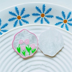 Бледно-Розовый Акриловые подвески с цветами, розовый жемчуг, 36x32 мм