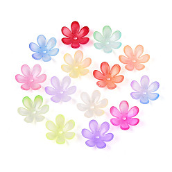 (52) Непрозрачная лаванда Прозрачные пластиковые колпачки для бусин, 6-лепестков цветка, два тона, разноцветные, 18.5x20.5x6.5 мм, отверстие : 2.2 мм, Около 1060 шт / 500 г