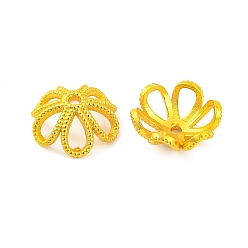 Золотой Шапочки и конусы для бусин, латунные, 6-лепестков цветка, без свинца и без кадмия, золотые, 11x5 мм, отверстие : 1 мм