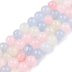 Разноцветный Окрашенные природные белый нефрит бисер пряди, два тона, круглые, разноцветные, 4.5x4~4.5 мм, отверстие : 0.8 мм, около 90~91 шт / нитка, 14.76~14.92'' (37.5~37.9 см)