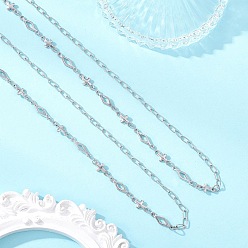 Нержавеющая Сталь Цвет 304 Цепочки из нержавеющей стали с ромбовидными перекрестными звеньями, не тускнеет, цвет нержавеющей стали, 15.75 дюйм (40 см)