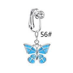Темно-Голубой 304 подвеска-клипса в виде бабочки из нержавеющей стали с прозрачными кубическими цирконами и эмалью на кольцах для живота, цвет нержавеющей стали, глубокое синее небо, 20 мм