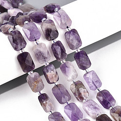 Аметист Природный аметист нитей бисера, прямоугольные, граненые, с бисером, 11.5~12x8x4~5 мм, отверстие : 0.9 мм, около 26~27 шт / нитка, 14.57~15.08'' (37~38.3 см)