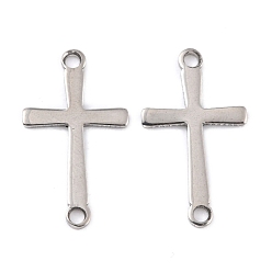 Stainless Steel Color Tarnish Resistant 201 Stainless Steel Links Connectors, Cross, Stainless Steel Color, 17x9.5x0.8mm, Hole: 1.2mm