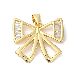 Настоящее золото 18K Стойка металлическая латунная микропрофилированная кубическая циркония подвески, долговечный, без свинца и без кадмия, бантом, реальный 18 k позолоченный, 19x21.5x4 мм, отверстие : 4.5 мм