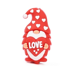 Gnome Силиконовые бусины, фокусные бусы, красные, гном, 34x18x16.5 мм, отверстие : 2 мм