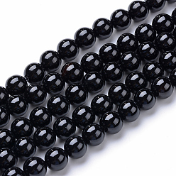Black Onyx Нити круглых бусин из натурального окрашенного и нагретого черного оникса, 6~6.5 мм, отверстие : 1 мм, около 63 шт / нитка, 14.8 дюйм