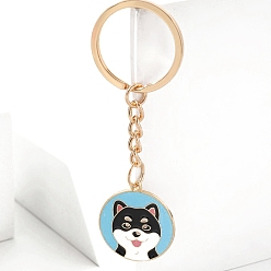 Светло-Синий Брелки из сплава эмали, украшения для сумок и кошельков, плоский круглый брелок для собаки, голубой, 8.5x2.5 см