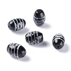 3-Глаза Тибетского стиля бусы дзи, природных бисера агат, окрашенная и подогревом, овальные, 3 -eye, 13.5x10 мм, отверстие : 1.2 мм