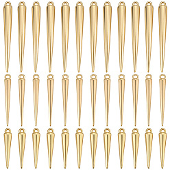 Oro 120 piezas 3 estilos colgantes de plástico, encanto de cono, oro, 23.5~52x5~6.5 mm, agujero: 1~1.8 mm, 40 piezas / estilo