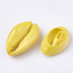 Gold Spray Paint Cowrie Shell Beads, Two Tone, No Hole/Undrilled, Gold, 20~25x14~16x5~7mm