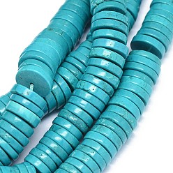 Magnesite Natural Magnesite Graduated Beads Strands, Dyed & Heated, Heishi Beads, Flat Round/Disc, 4~14x3.5~4mm, Hole: 0.7~1.2mm, about 129pcs/strand, 17.3~17.7 inch(44~45cm)