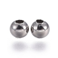 Нержавеющая Сталь Цвет Устойчивы к потускнению 304 разделительные бусины из нержавеющей стали, круглые, цвет нержавеющей стали, 4.5 мм, отверстие : 1.6 мм
