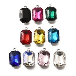 (52) Непрозрачная лаванда 304 подвески из нержавеющей стали, со стразами, цвет нержавеющей стали, прямоугольные, разноцветные, 18.5x11.5x5.5 мм, отверстие : 1.8 мм