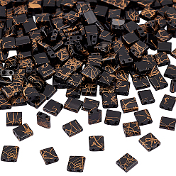 Черный 240шт 2стеклянный бисер с отверстием, непрозрачные цвета в античном стиле, квадратный, чёрные, 5x4.5~5.5x2~2.5 мм, отверстие : 0.5~0.8 мм