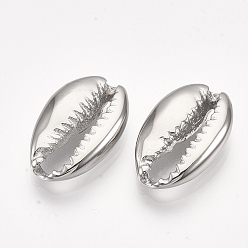 Stainless Steel Color Tarnish Resistant 304 Stainless Steel Beads, No Hole/Undrilled, Cowrie Shell, Stainless Steel Color, 19x12x4.5mm