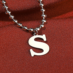 Letter S Браслеты на ногу с подвеской из сплава в виде шариковой цепи, браслеты с буквенным амулетом, платина, Письмо с, 7-7/8 дюйм (200 мм)