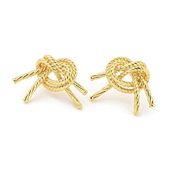 Real 18K Gold Plated Knot Shape Rack Plating Brass Stud Earrings, Long-Lasting Plated, Cadmium Free & Lead Free, Real 18K Gold Plated, 20.5x28mm