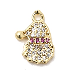 Снеговик Рождественские латунные микропаве подвески из фианита, стойки покрытие, долговечный, без кадмия и без свинца, реальный 18 k позолоченный, снеговик, 13.5x9.5x2 мм, отверстие : 1.4 мм