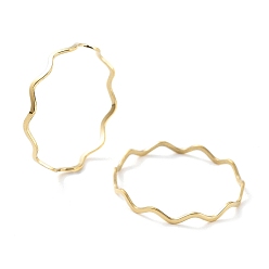 Настоящее золото 18K Ионное покрытие (IP) 304 Волнистые кольца из нержавеющей стали, реальный 18 k позолоченный, размер США 7 1/4 (17.5 мм)