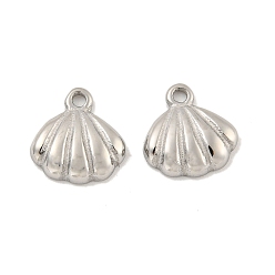 Нержавеющая Сталь Цвет Не тускнеющие 304 подвески из нержавеющей стали, шарм в форме ракушки, цвет нержавеющей стали, 9.5x9.5x2 мм, отверстие : 1.2 мм