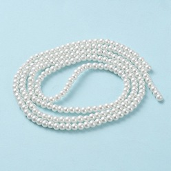 White Baking Painted Pearlized Glass Pearl Round Bead Strands, White, 4~5mm, Hole: 1mm, about 210pcs/strand, 31.4 inch
