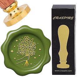 Цветок Латунная восковая печать с деревянной ручкой, для diy scrapbooking, цветок, 25 мм