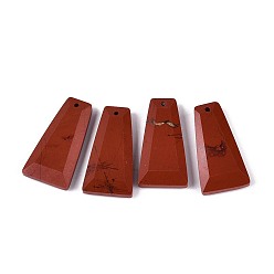 Красный Камень Природные красной яшмы подвески, граненые трапециевидные подвески, 24.5~25.5x12.5~13.5x3.5~4.5 мм, отверстие : 1~1.2 мм