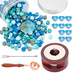 Mixed Color DIY Stamp Making Kits, Including Round Sealing Wax Stove, Plastic Empty Cosmetic Containers, Sealing Wax Particles, Brass Spoon, Iron Pigment Stirring Rod Spoon, Paraffin Candles, Mixed Color, Sealing Wax Particles: 300pcs