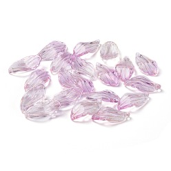 Lilac Transparent Glass Charms, with Gold Foil, Petaline, Lilac, 22x12x5mm, Hole: 1mm