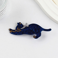 Полуночно-синий Симпатичные блестящие заколки для волос из ацетата целлюлозы в виде кошки и кожи аллигатора, аксессуары для волос для девочек, темно-синий, 90x15 мм