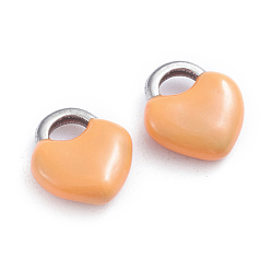 Сэнди Коричневый 304 прелести нержавеющей стали, эмалированные блестки, запирать, цвет нержавеющей стали, песчаный коричневый, 11x9.5x3.5 мм, отверстие : 3.5x2.5 мм