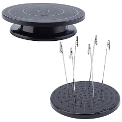 Black Plastic with Iron Clamp, Cake Rotating Turntable, Black, 195x15mm, Hole: 2.5mm, 1set/bag