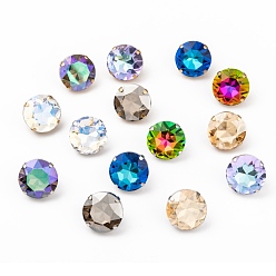 (52) Непрозрачная лаванда Латунь обувь пряжка клипы, со стеклянными стразами, для украшения сумки для обуви, кошелек аппаратные аксессуары, ромб, платиной и золотом, разноцветные, 24x28x12 мм