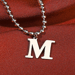 Letter M Браслеты на ногу с подвеской из сплава в виде шариковой цепи, браслеты с буквенным амулетом, платина, Буква М, 7-7/8 дюйм (200 мм)