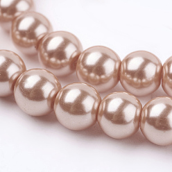 Dark Salmon Eco-Friendly Dyed Glass Pearl Round Beads Strands, Grade A, Cotton Cord Threaded, Dark Salmon, 6mm, Hole: 0.7~1.1mm, about 72pcs/strand, 15 inch