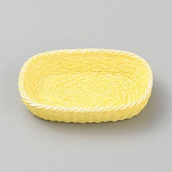 Желтый Мини-модель корзины из ротанга из смолы, аксессуары для кукольного домика с микро-ландшафтом, притворяясь опорными украшениями, желтые, 47x28x10.5 мм