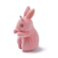 Кролик Подвески из непрозрачной смолы, с платиновыми тоновыми железными петлями, кролик, 38x19x21 мм, отверстие : 2 мм