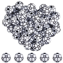 Football 200шт акриловые бусины, ремесло бусы, спортивные мячи, футбол, 11.3x10.7 мм, отверстие : 3 мм