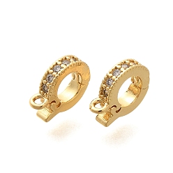 Настоящее золото 18K Реечное покрытие латунь микро паве прозрачный кубический цирконий складные застежки, долговечный, без свинца и без кадмия, реальный 18 k позолоченный, 9x7x2.5 мм, отверстие : 1.1 мм