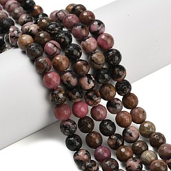 Родонит Природные родонит бисер нитей, граненые, круглые, 8 мм, отверстие : 1 мм, около 47~48 шт / нитка, 15.16'' (38.5 см)
