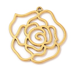 Античное Золото Сплавочные подвески тибетского стиля, роза, без свинца и без кадмия, античное золото , 43x39x2 мм, отверстие : 2 мм