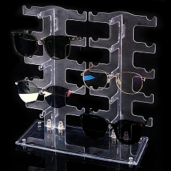 Clear Transparent Plastic Displays for Eyeglasses, for Desktop, Home Decorative, Women, Man, Clear, 29.5x13x1.3cm