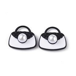 Белый Акриловые подвески краскораспылительные, с имитацией жемчуга из бисера, подвески в форме сумки, белые, 16x18x6.5 мм, отверстие : 3x7.5 мм