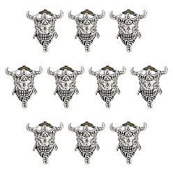 Античное Серебро 10 бусины из сплава в тибетском стиле, череп, античное серебро, 20.5x21x16 мм, отверстие : 7 мм